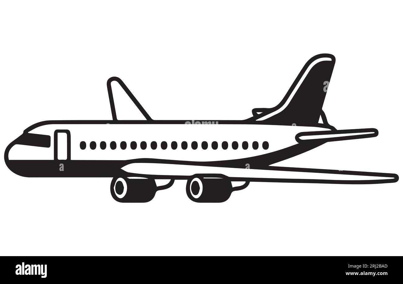 Airliner. Editable outline sketch of airplane. Stock vector