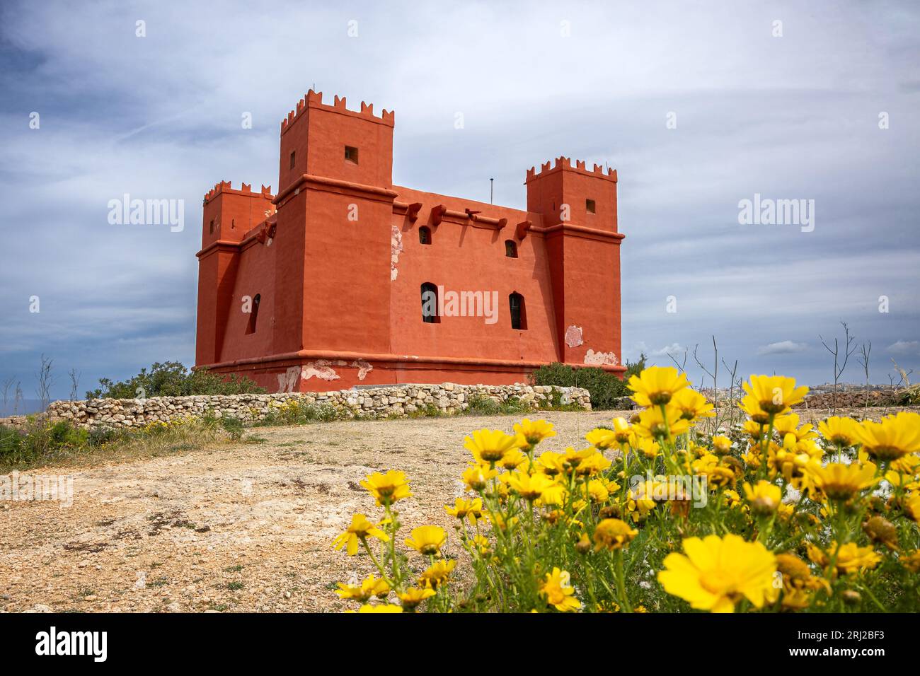 Saint Agatha's Tower in Malta also known as the Red Tower Stock Photo Alamy