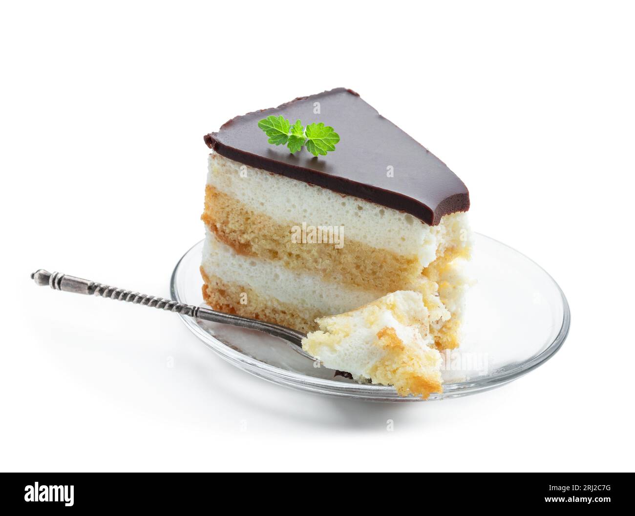 Souffle  cake slice isolated on white background Stock Photo