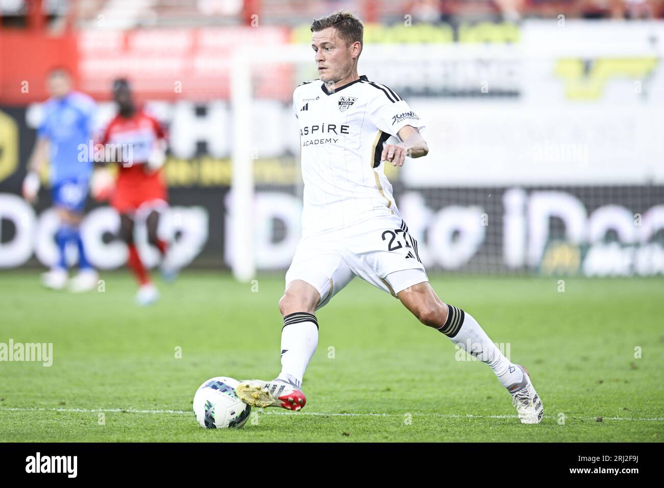 Kortrijk, Belgium. 20th Aug, 2023. Eupen's Alfred Finnbogason pictured in action during a soccer match between KV Kortrijk and KAS Eupen, Sunday 20 August 2023 in Kortrijk, on day 4/30 of the 2023-2024 'Jupiler Pro League' first division of the Belgian championship. BELGA PHOTO TOM GOYVAERTS Credit: Belga News Agency/Alamy Live News Stock Photo