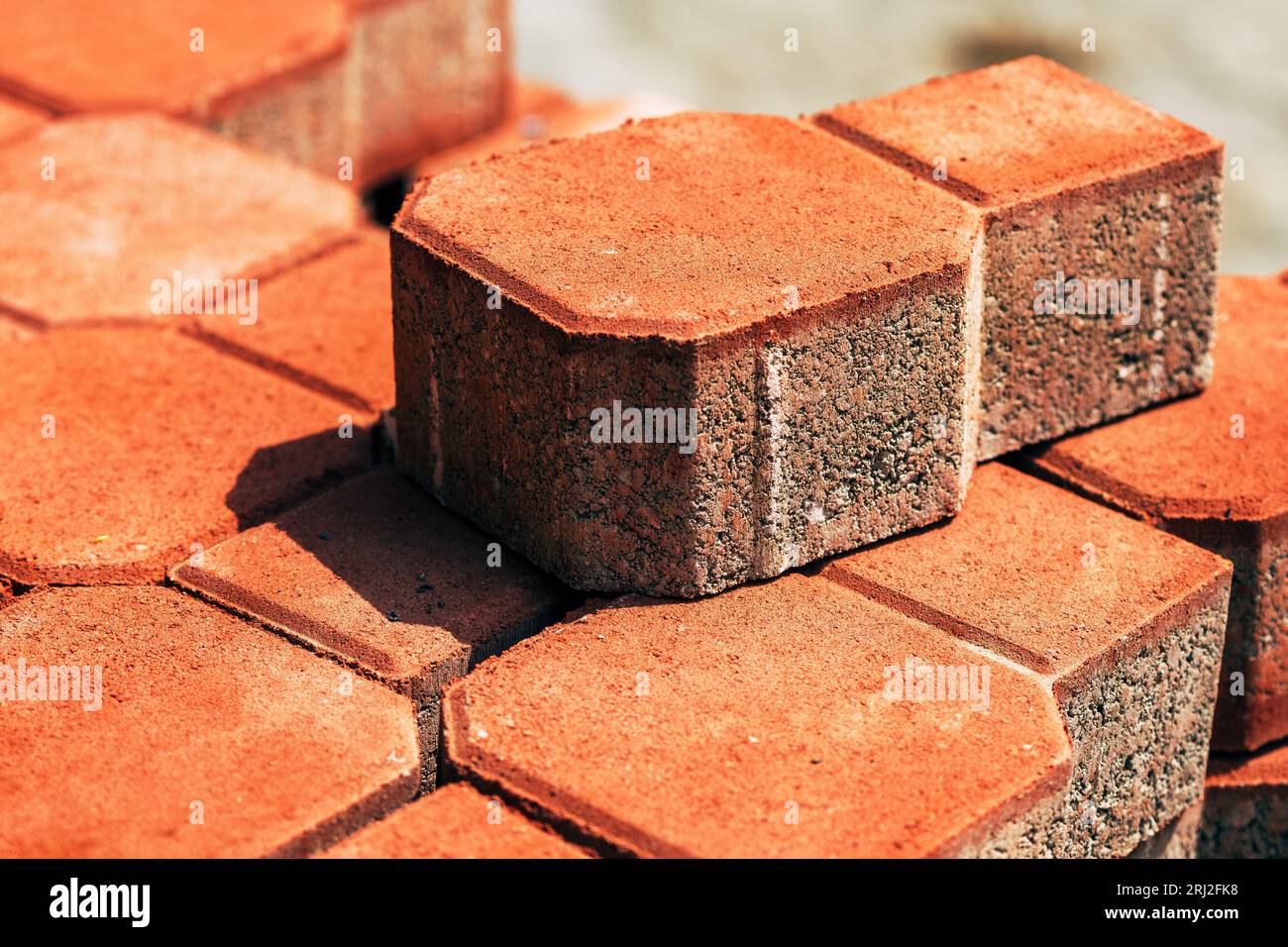 Concrete paving slabs on the street for sidewalk reconstruction