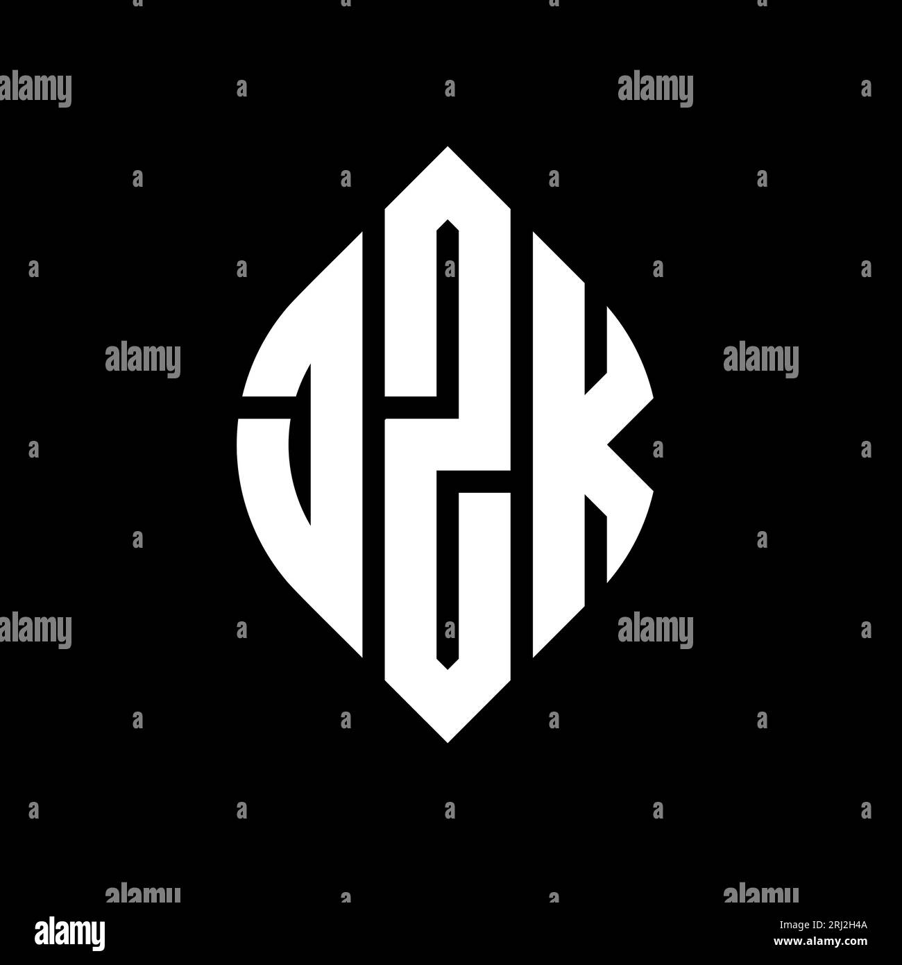 JZK circle letter logo design with circle and ellipse shape