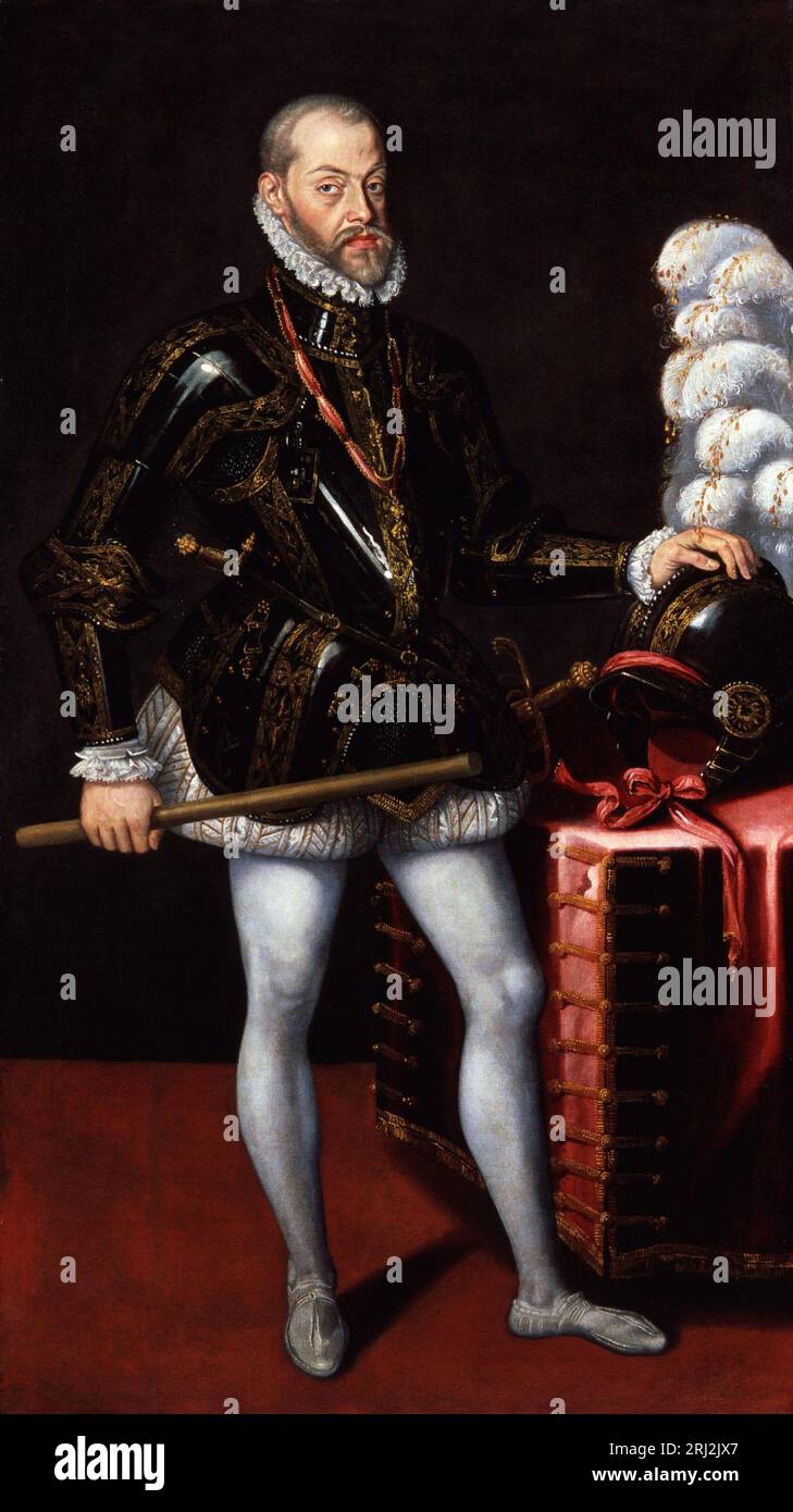 A portrait of Philip II, King of Spain painted by  Joos van Cleve Stock Photo