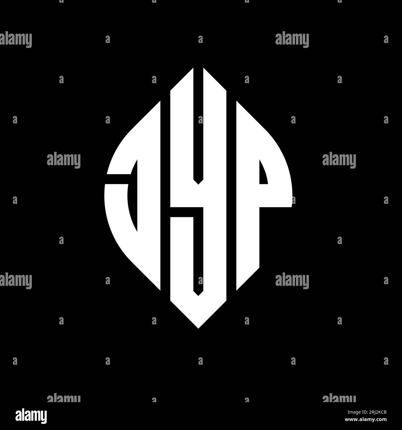 JYP circle letter logo design with circle and ellipse shape. JYP