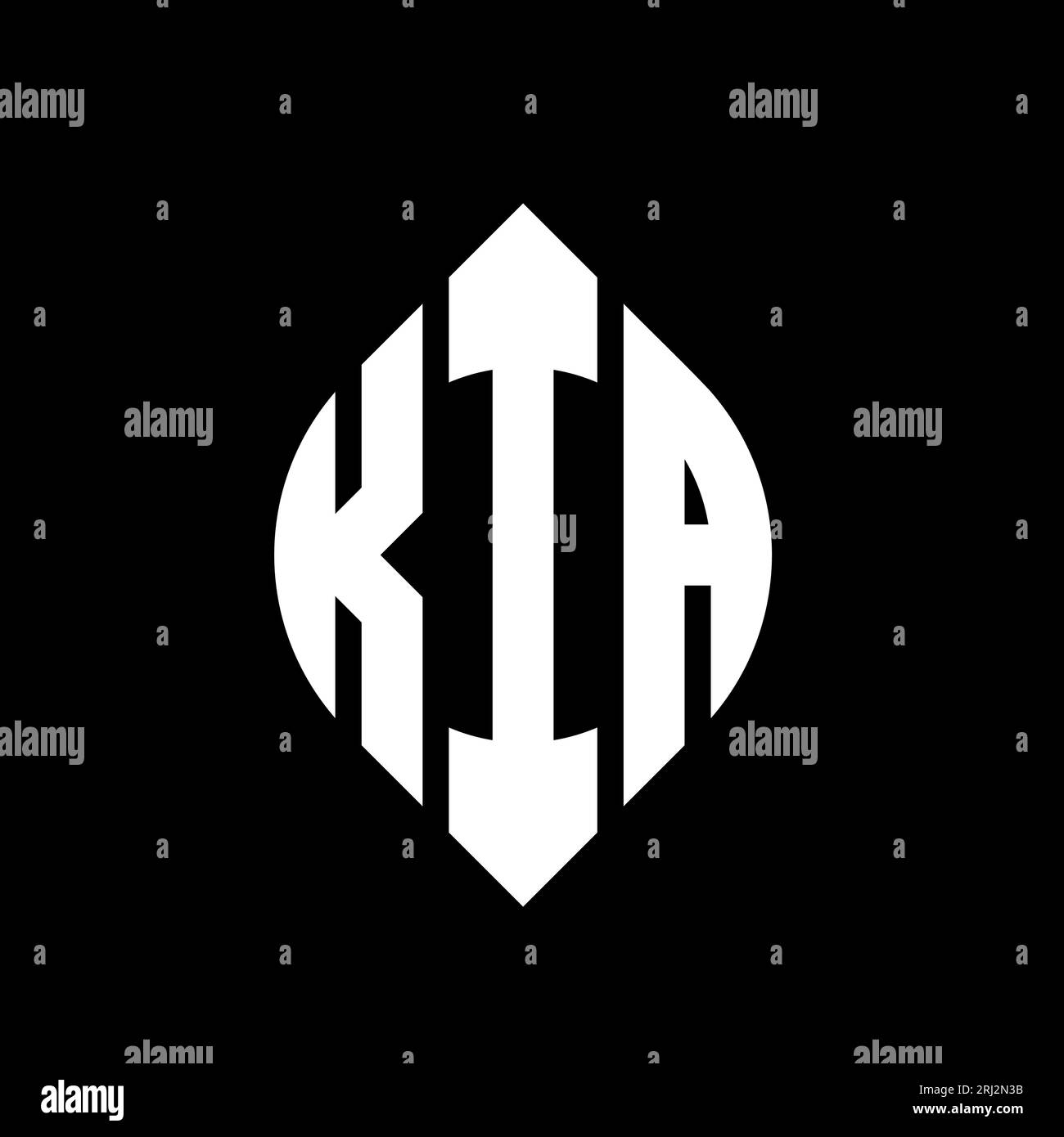 KIA circle letter logo design with circle and ellipse shape. KIA ellipse letters with typographic style. The three initials form a circle logo. KIA Ci Stock Vector