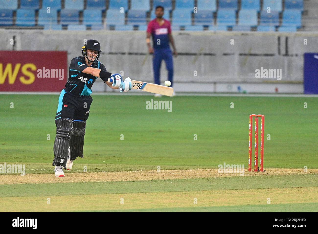 DUBAI, UAE, 20th August 2023. Action from the 3rd and final T20 game of the New Zealand tour of United Arab Emirates, 2023. New Zealand batted first to score 166/5, then restricted UAE to 134/7 to win the series 2-1 Stock Photo