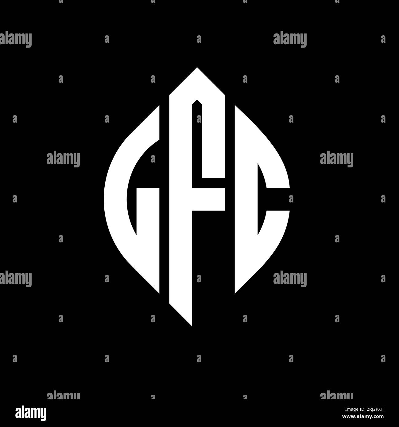 LFC circle letter logo design with circle and ellipse shape. LFC