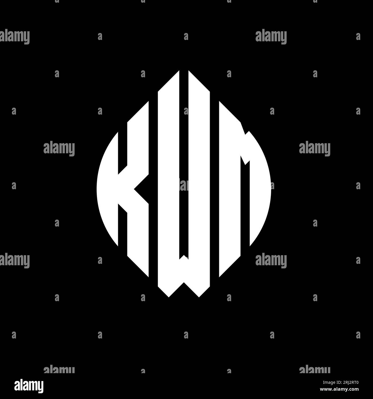 KWM circle letter logo design with circle and ellipse shape. KWM