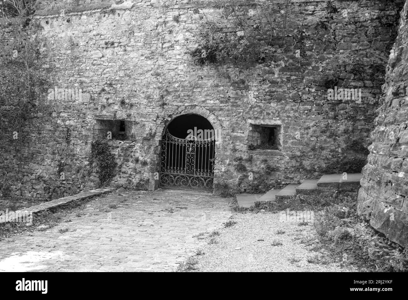 ancient walls castle of san virgilio bergamo Stock Photo