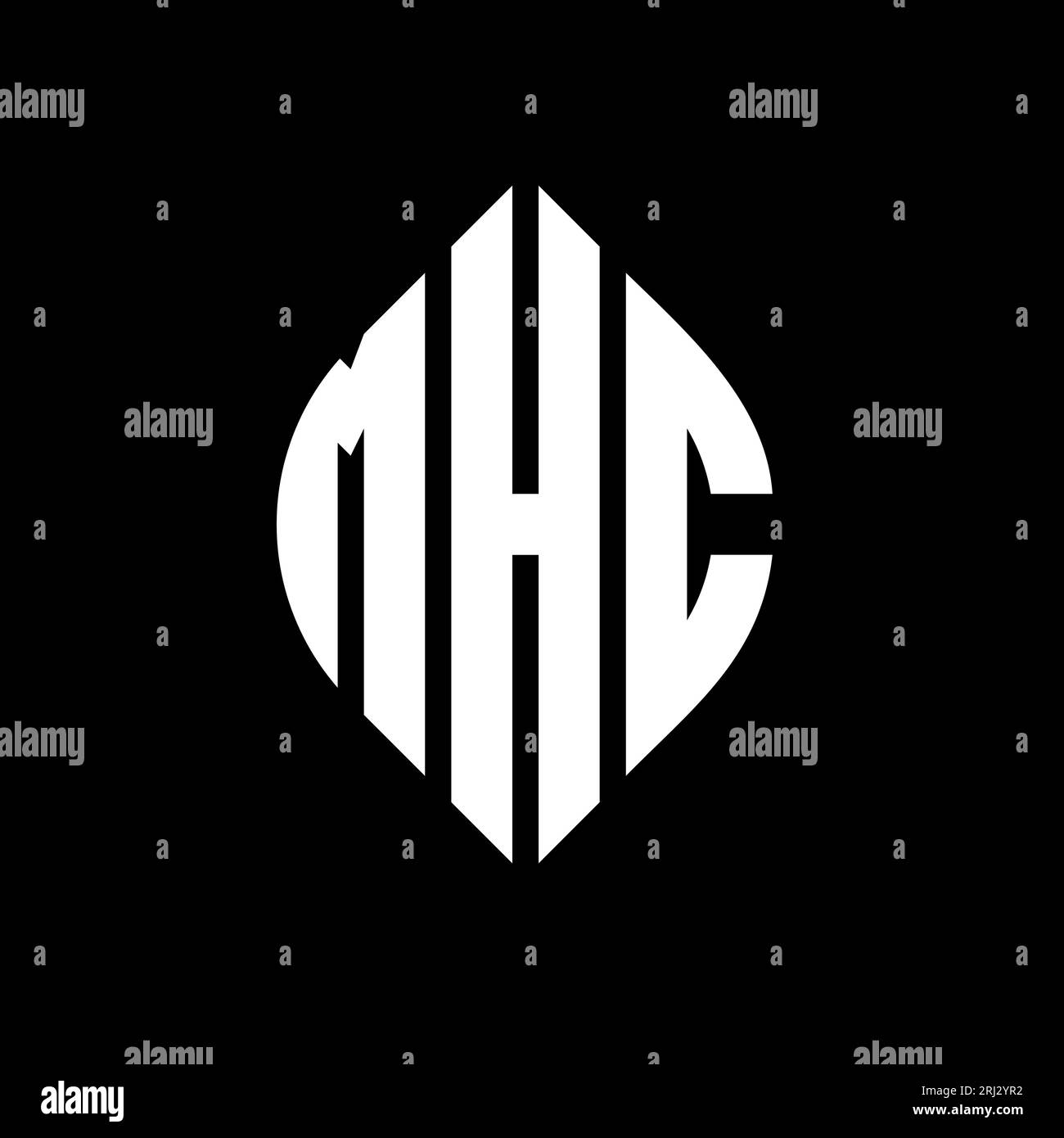 MHC circle letter logo design with circle and ellipse shape. MHC ...