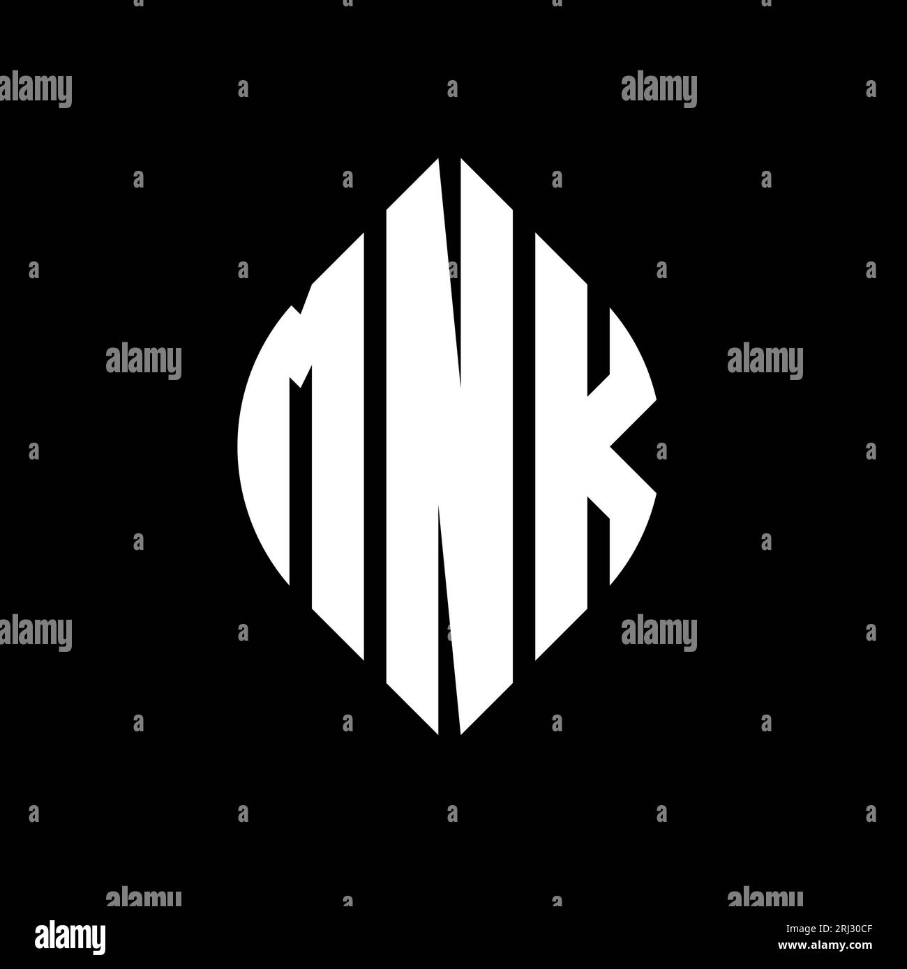 MNK circle letter logo design with circle and ellipse shape. MNK
