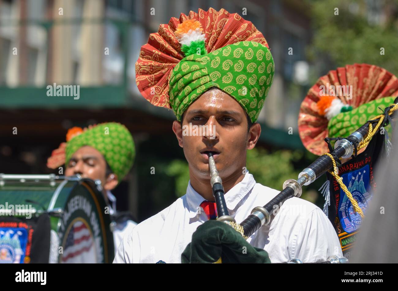 New York, New York, USA. 20th Aug, 2023. Marching Band seen in the