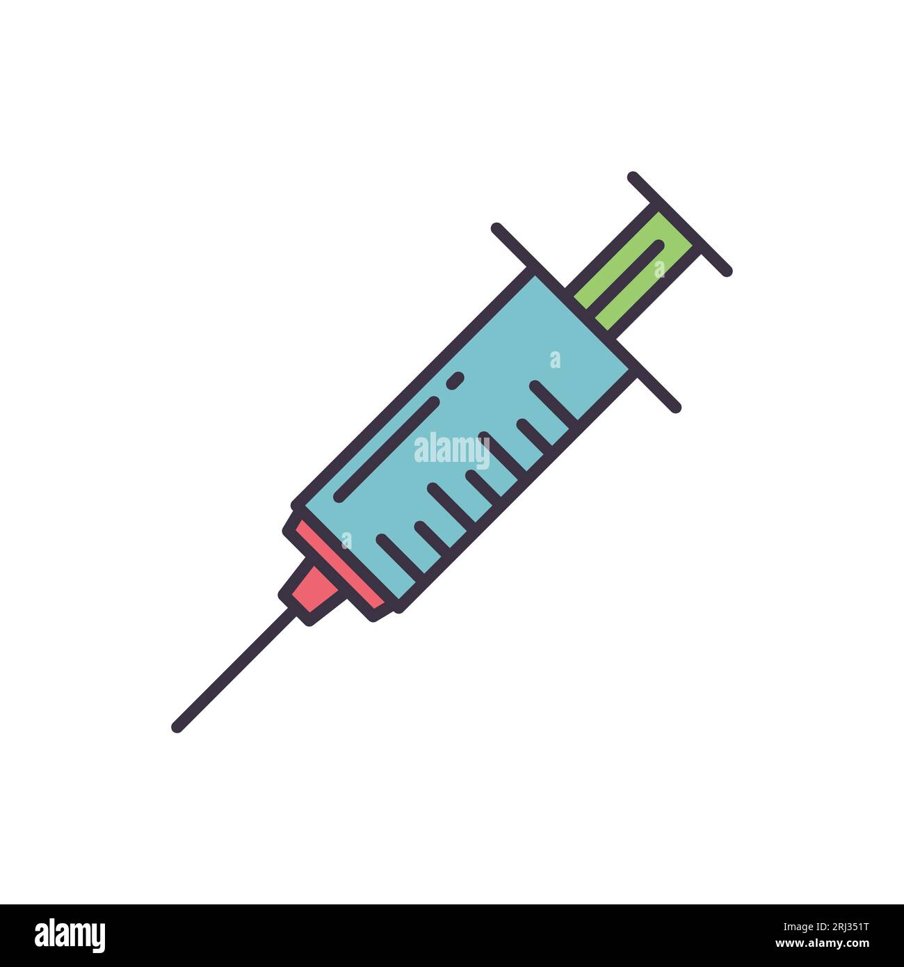 Syringe related vector line icon. Isolated on white background. Vector ...