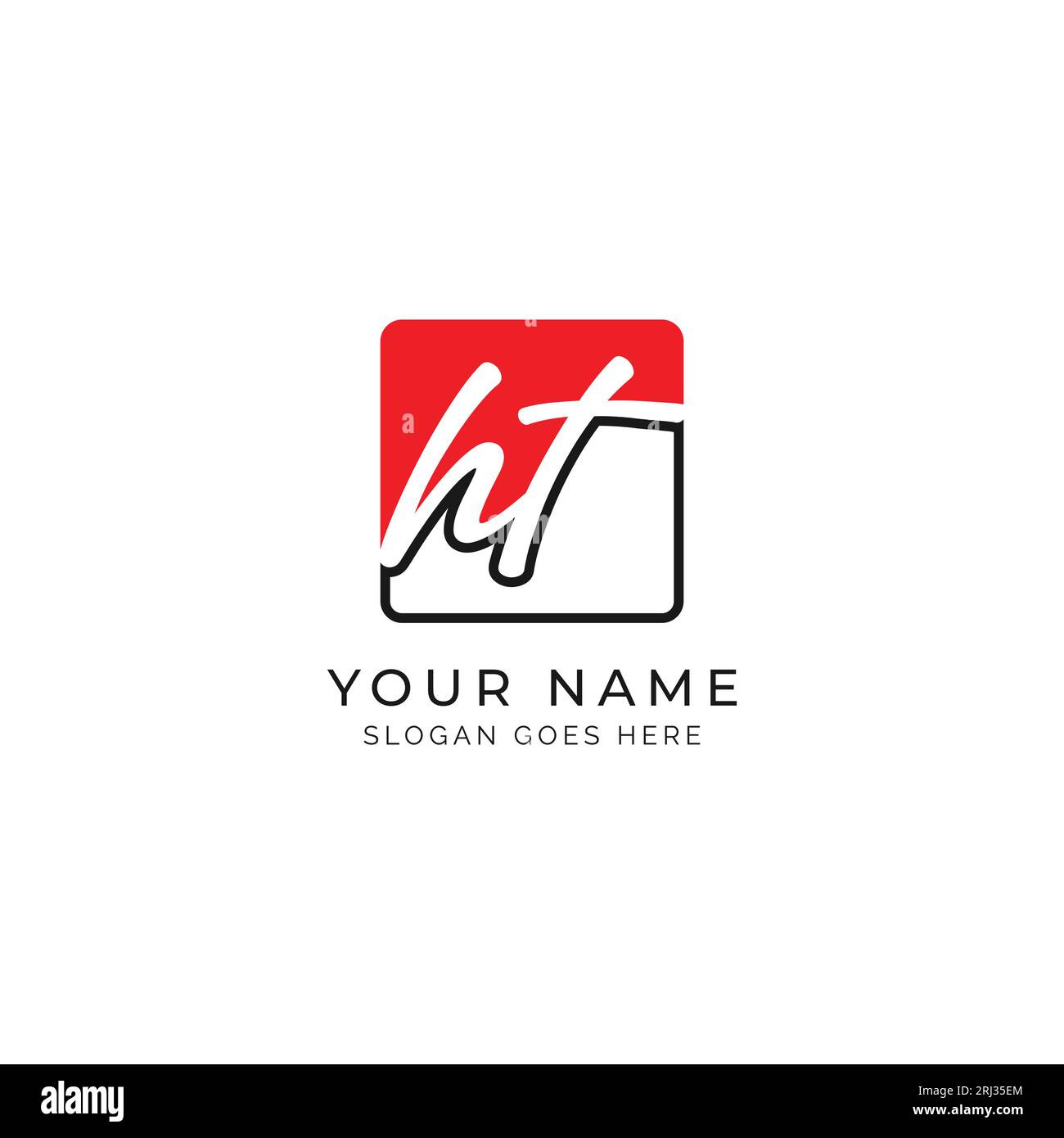 H, T, HT Initial letter handwritten and signature vector image template ...