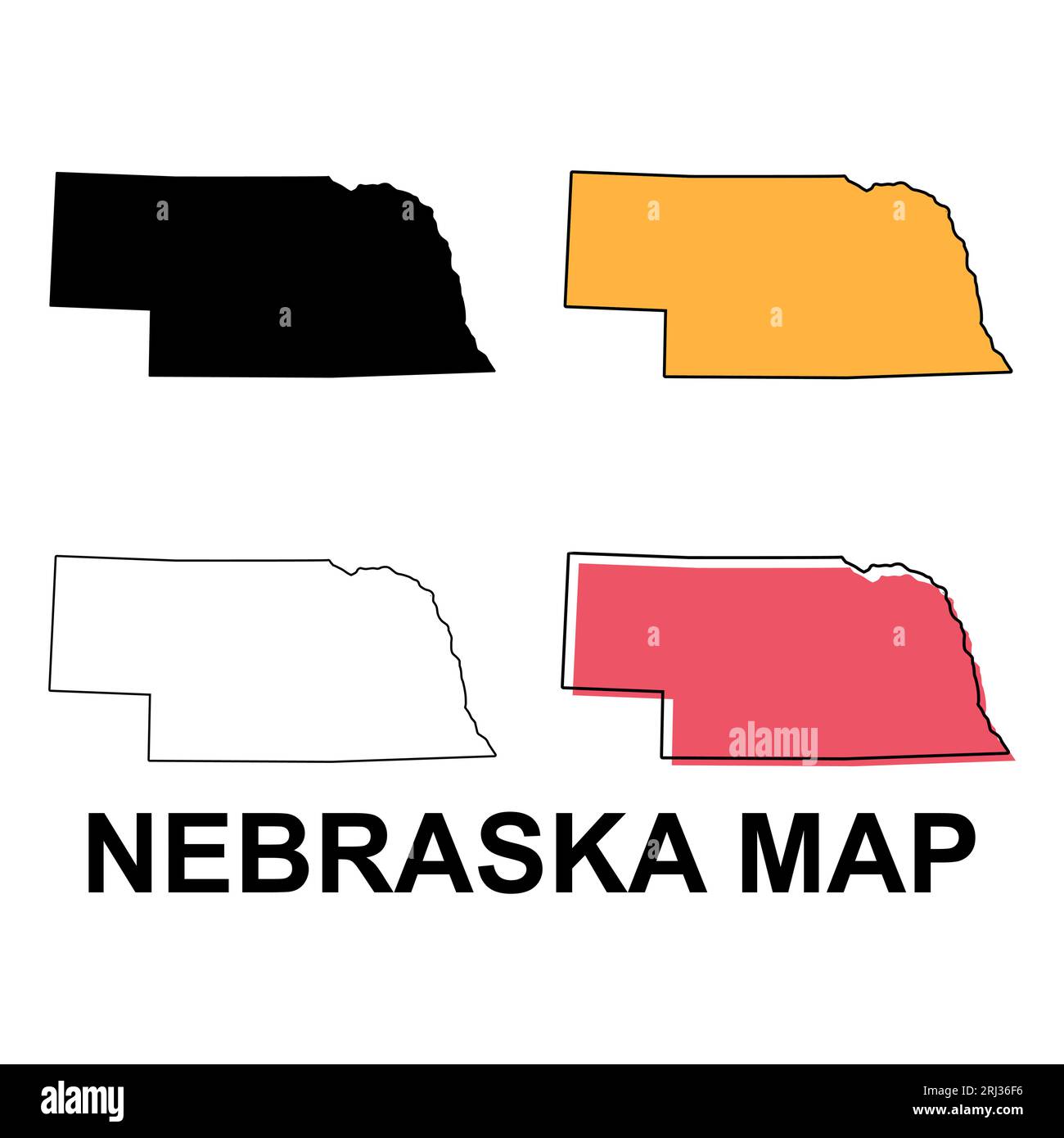 Set of Nebraska map united states - Set Of Nebraska Map United States Of America Flat Concept Icon Vector Illustration 2RJ36F6 