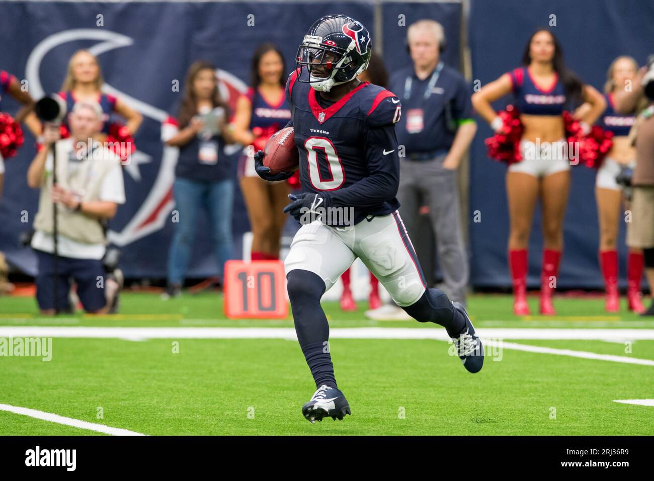 August 19, 2023: Houston Texans cornerback Desmond King II (0) returns a kick during a preseason game between the Miami Dolphins and the Houston Texans in Houston, TX. Trask Smith/CSM Stock Photo