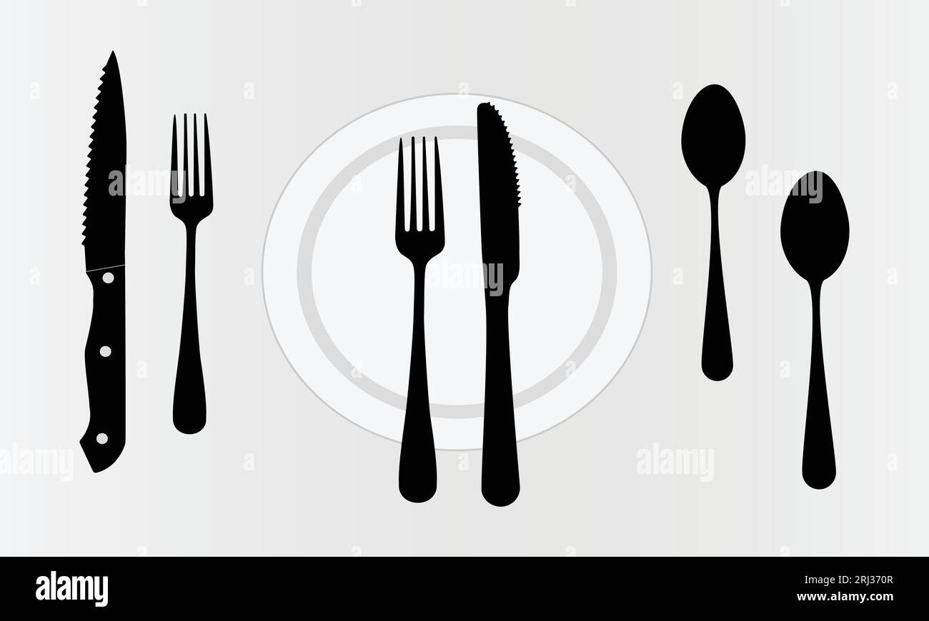 Spoon, forks, knife icon, collection of Cutlery different shapes, restaurant business concept, vector illustration, Cutlery line icon. Stock Vector