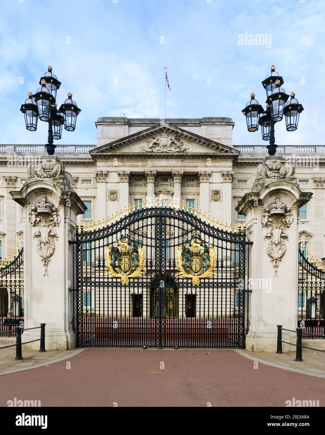 London, UK - July 29, 2023; Main gate at Buckingham Palace closed in front of royal residance Stock Photo