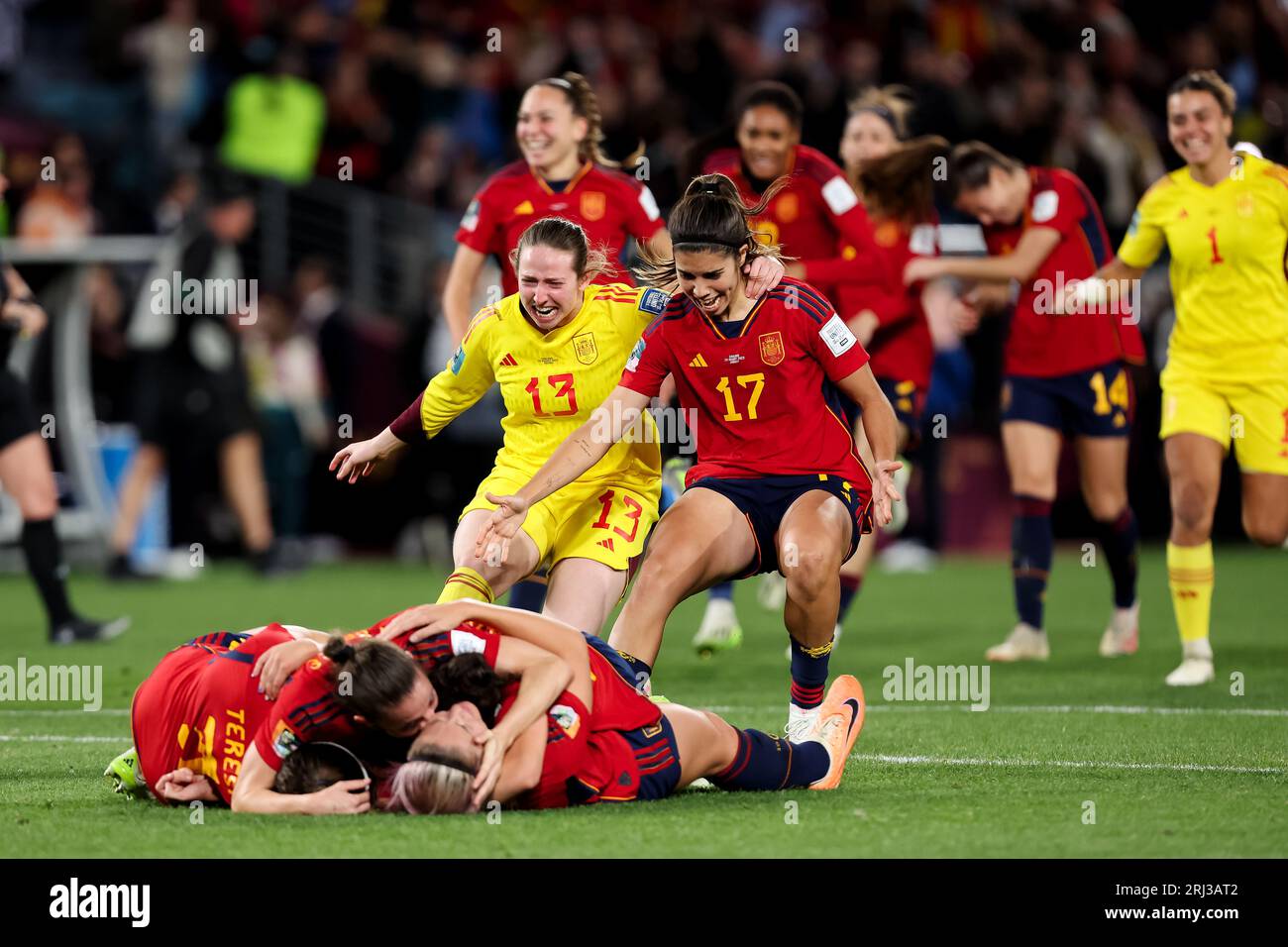Sydney, Australia, 20 August, 2023. Spain celebrate at full time during the Women's World Cup Final football match between the Spian and England at Stadium Australia on August 20, 2023 in Sydney, Australia. Credit: Damian Briggs/Speed Media/Alamy Live News Stock Photo