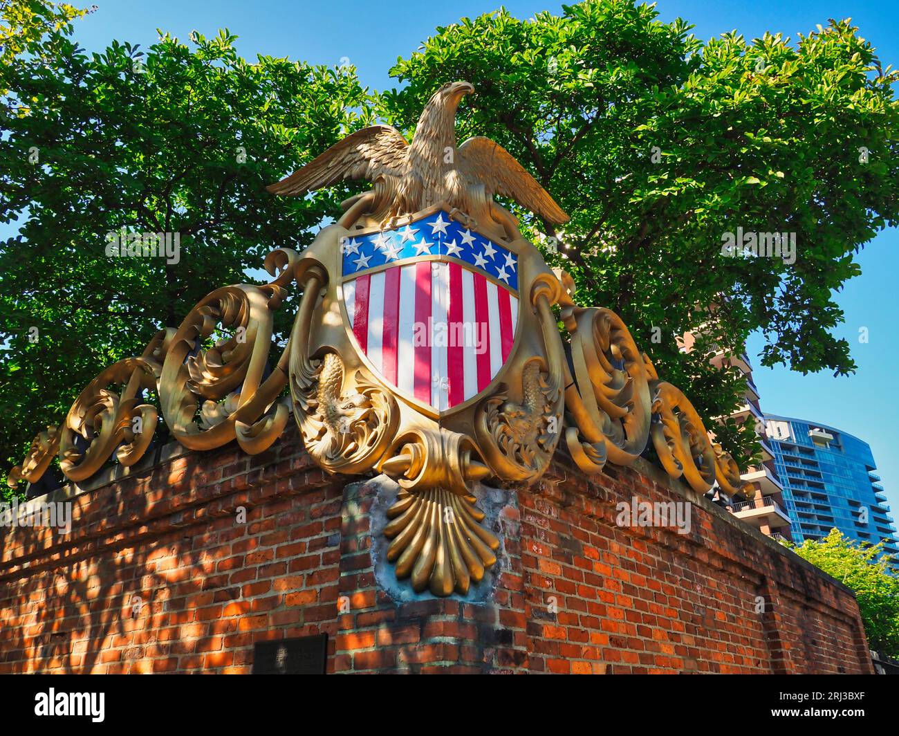 cast bronze shield from the Battleship U.S.S. Ohio, Columbus Ohio USA