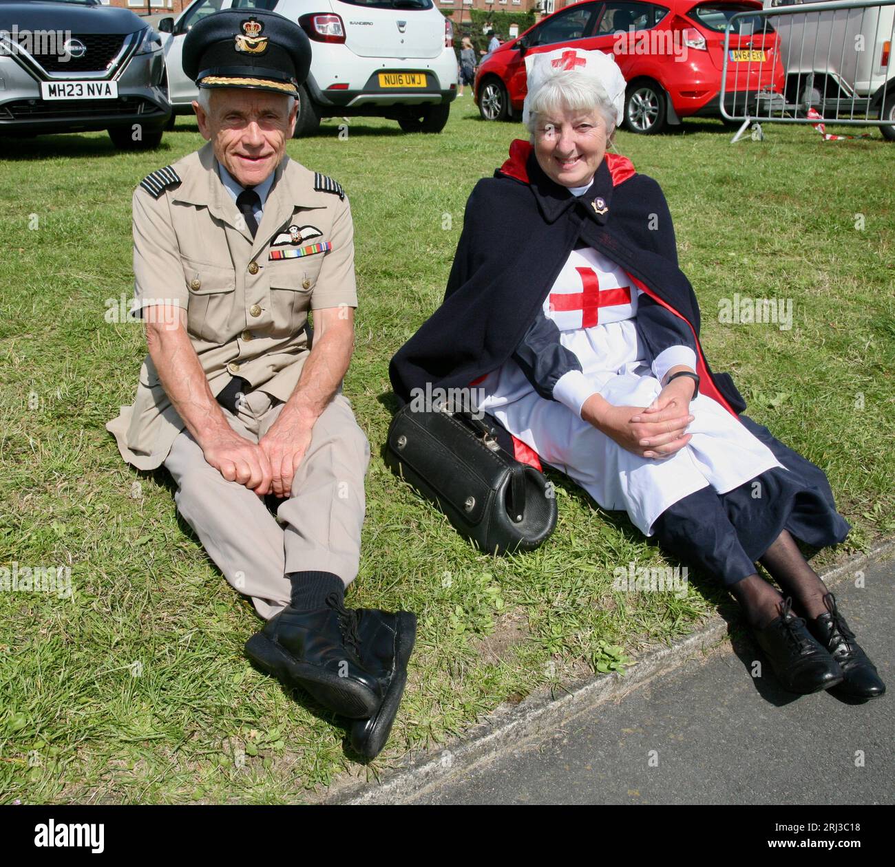 A happy couple in vintage dress, at the Lytham 1940's Wartime Festival