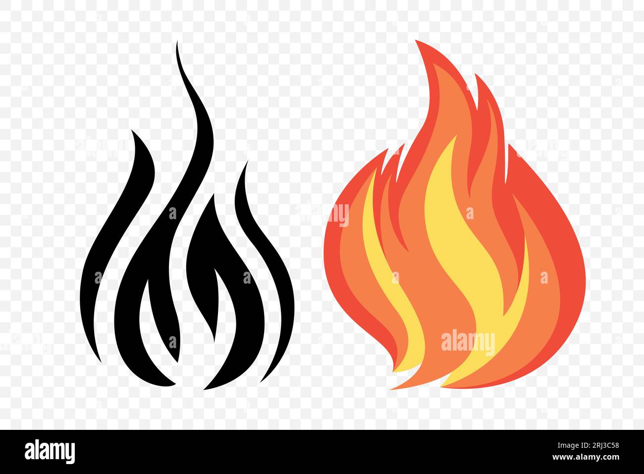 Flat Vector Fire Flame Icon Set. Campfire Shape Sign, Isolated. Bonfire ...