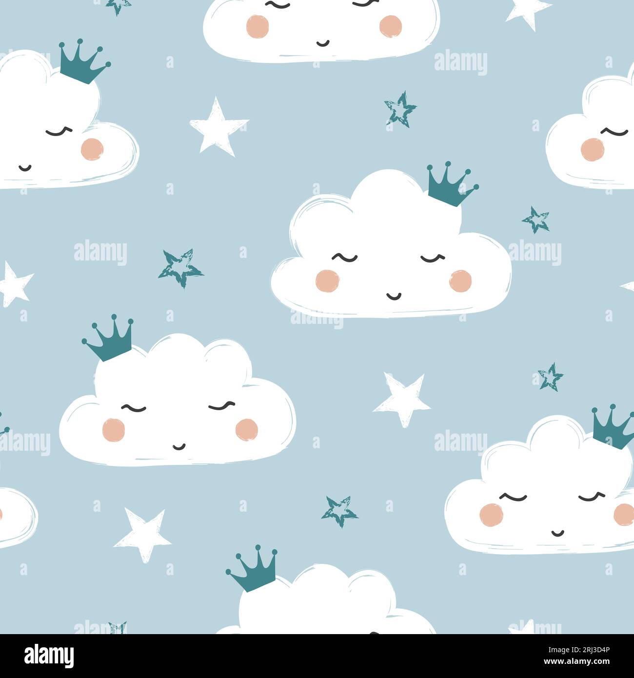 Seamless cute cartoon clouds pattern. Baby print Stock Vector Image ...