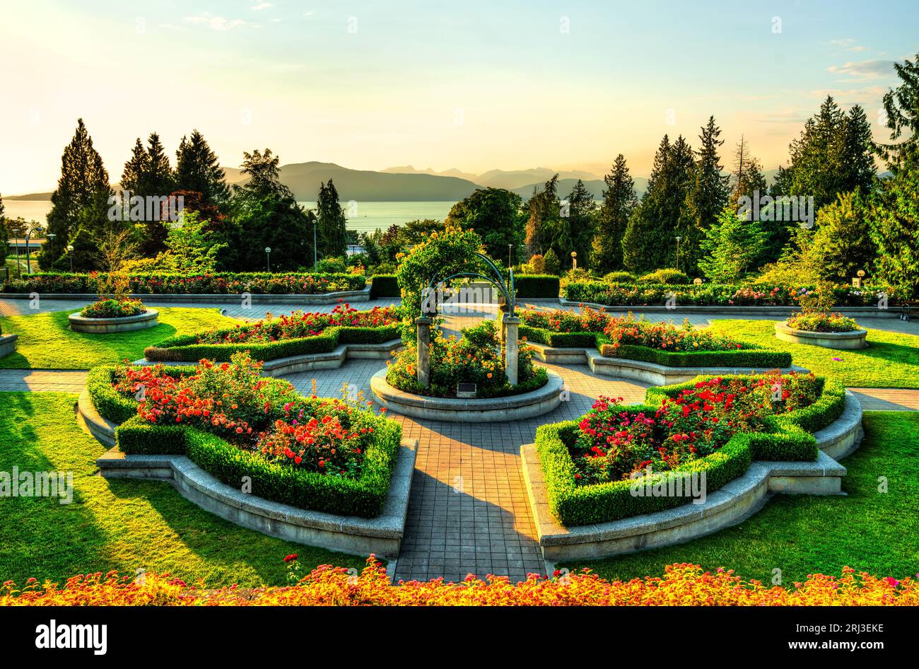 Rose garden on campus of University of British Columbia in Vancouver in