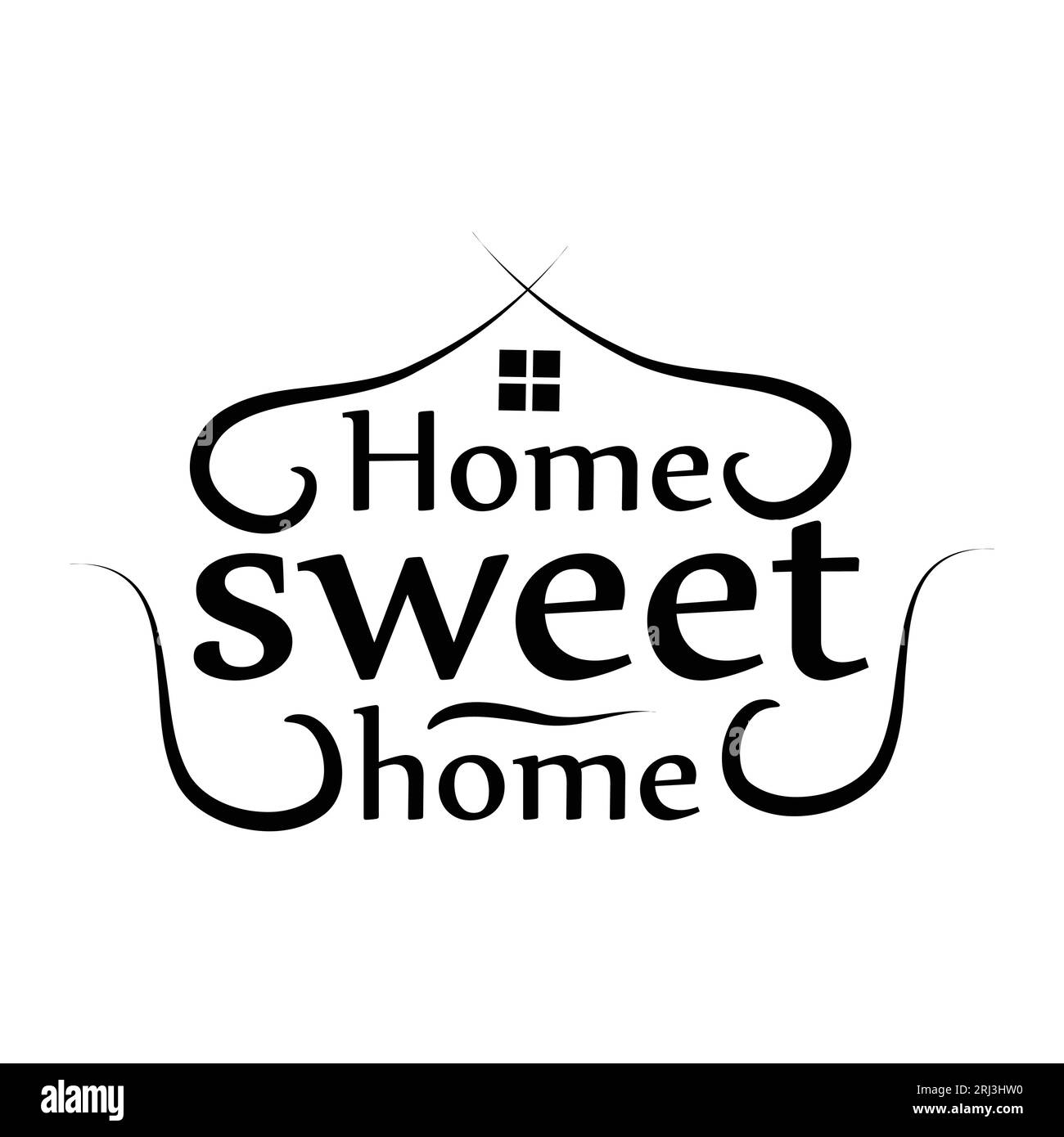 home sweet home lettering with window icon, flat design. vector illustration Stock Vector