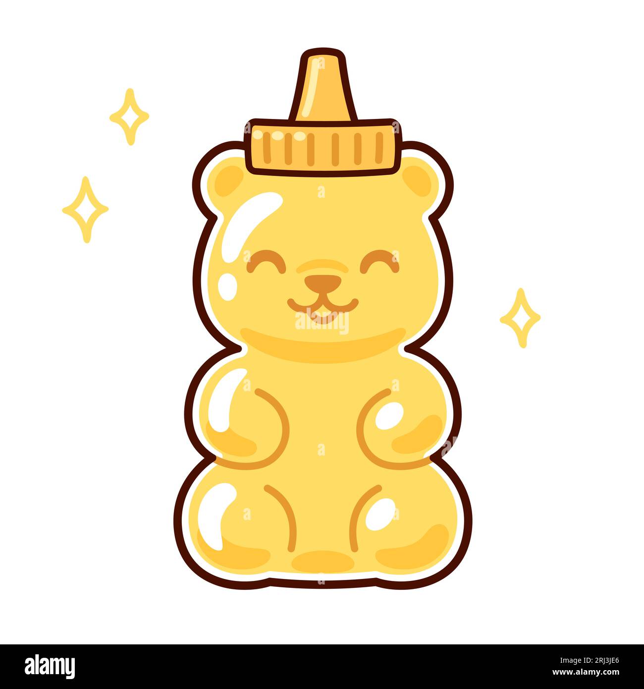 Cute cartoon bear shaped honey bottle drawing. Animal packaging design. Vector clip art Illustration. Stock Vector