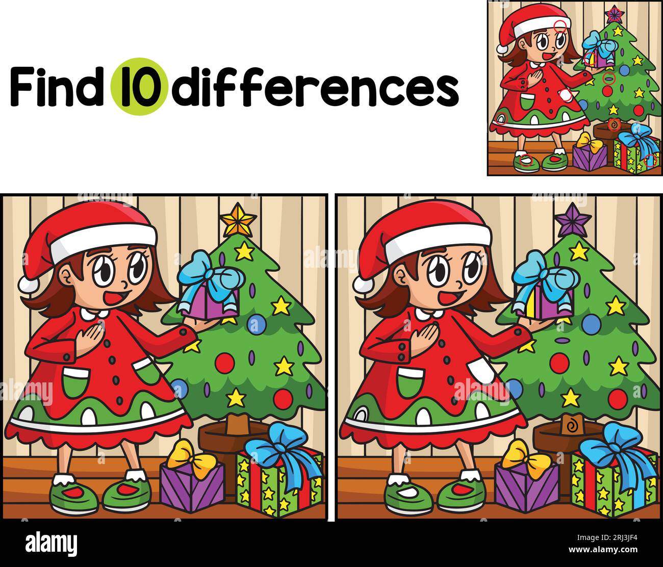 Gift And Christmas Tree Find The Differences Stock Vector Image & Art