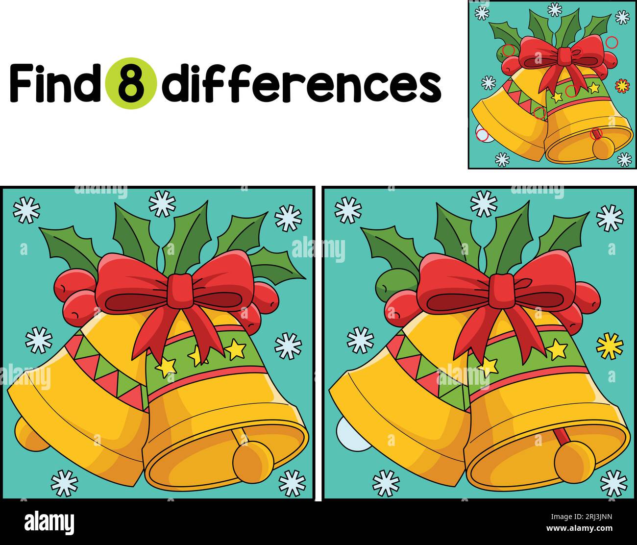 Christmas Bell Find The Differences Stock Vector