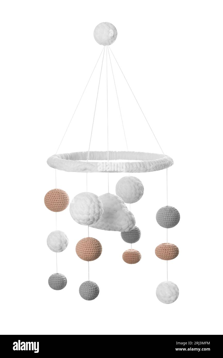 Cute baby crib mobile isolated on white Stock Photo Alamy