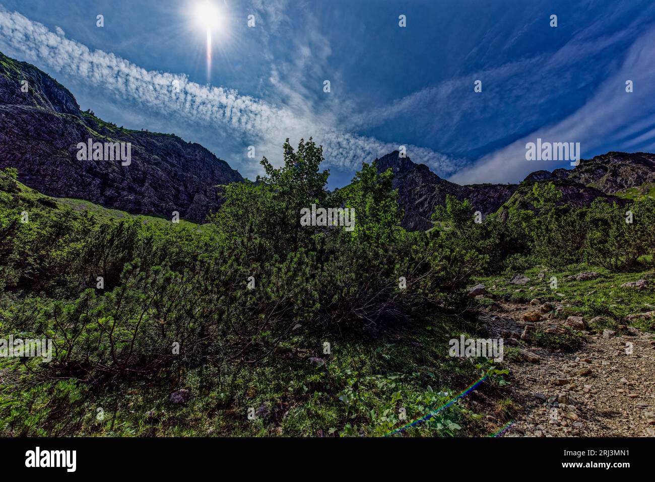 Wandern am Schrecksee .Alpen .Bayern. Stock Photo