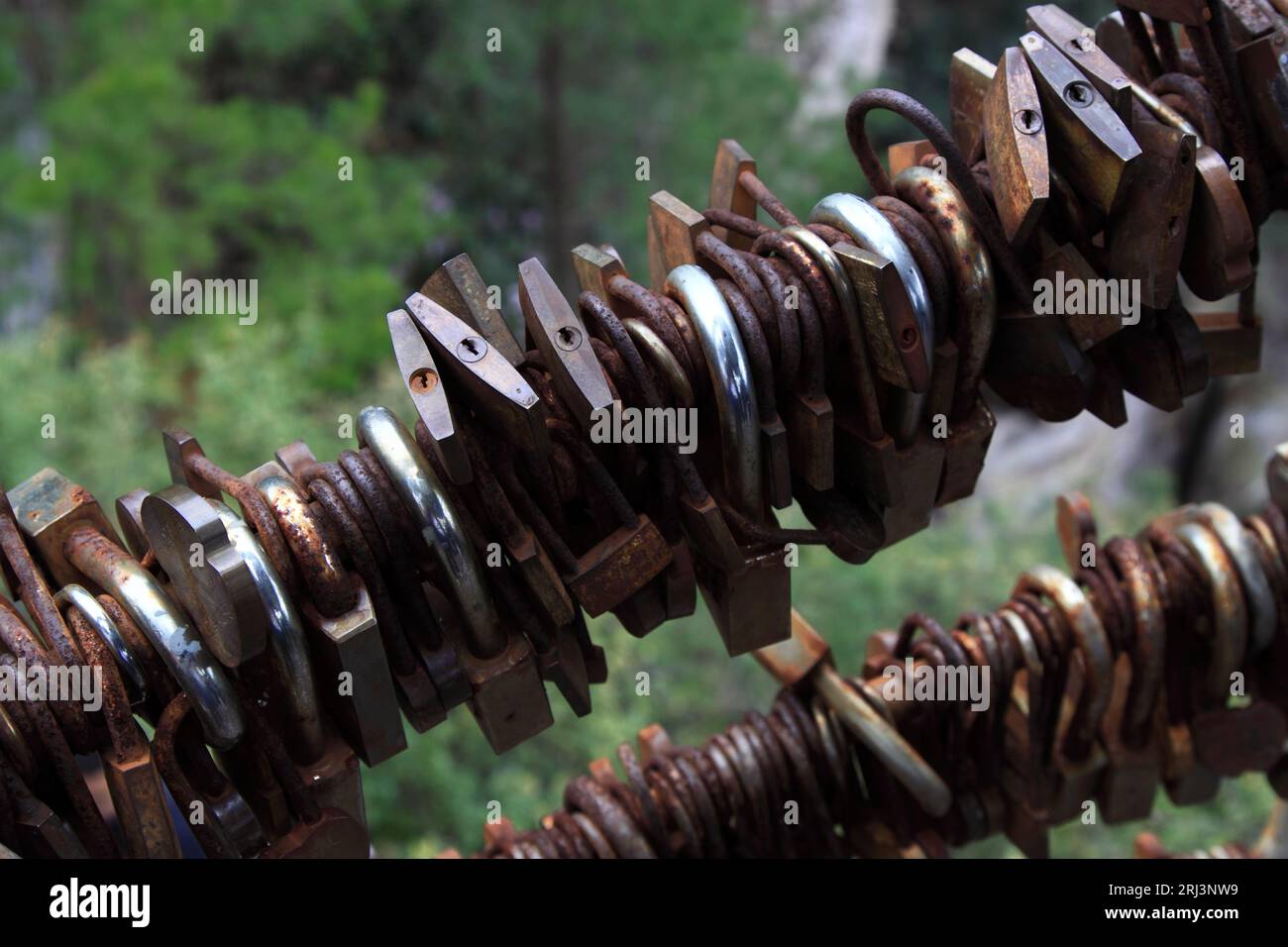 clusters of rusty lock together in a scenic area, China Stock Photo - Alamy