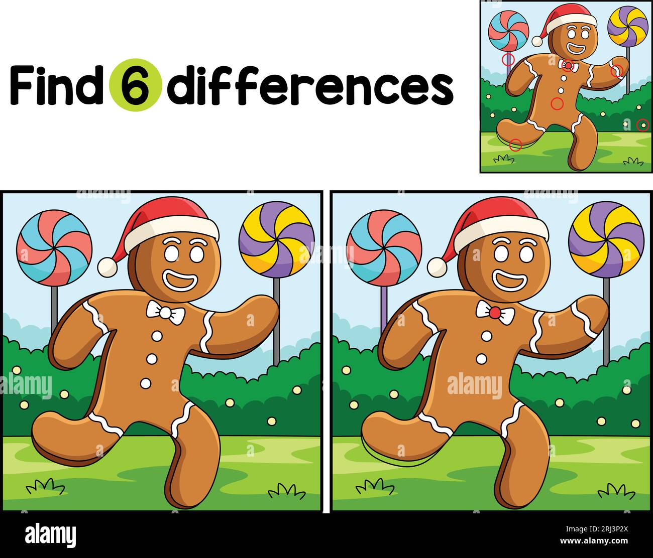 Christmas Ginger Bread Man Find The Differences Stock Vector Image ...