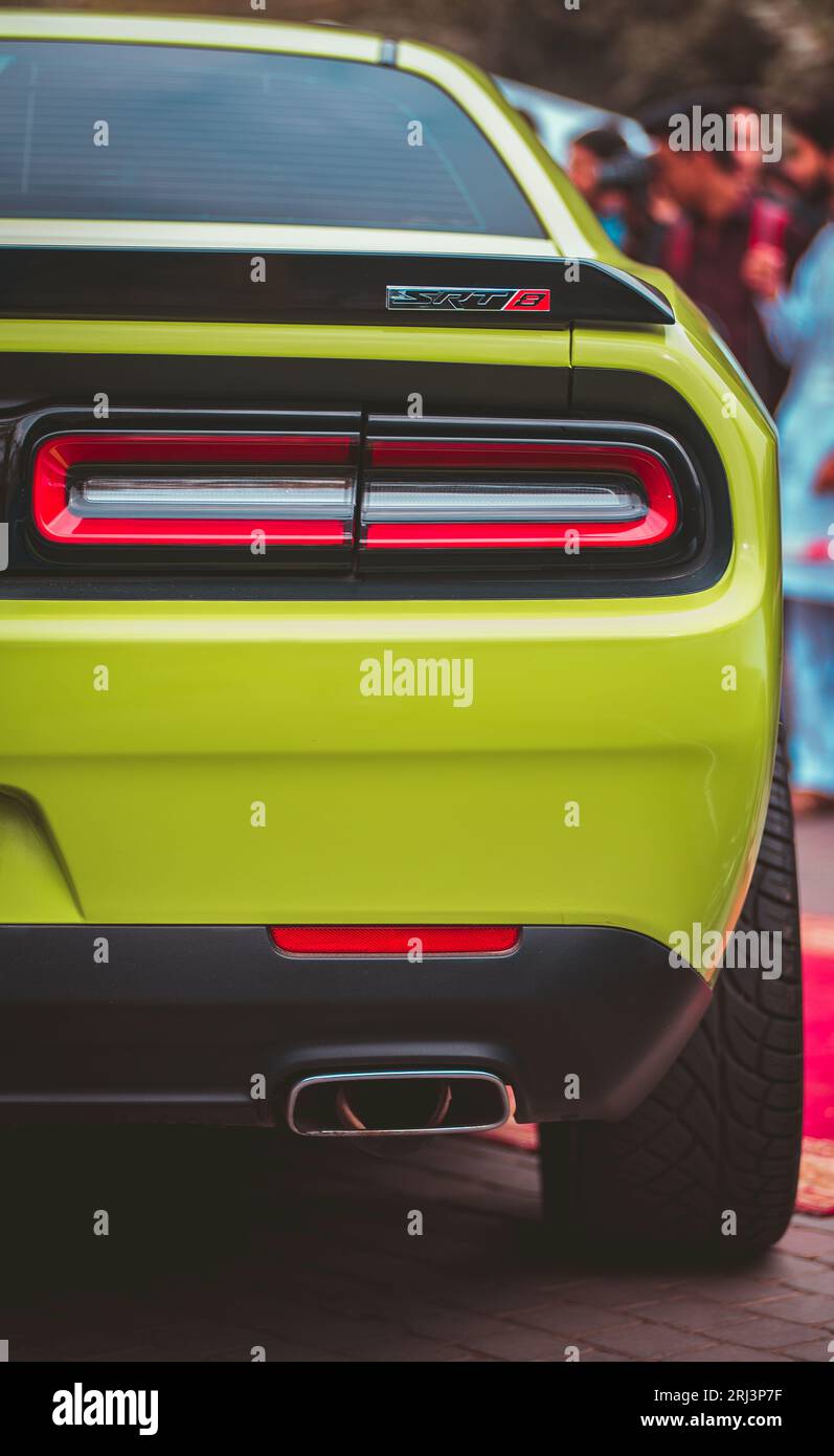 Dodge Challenger in Lime Green Color Stock Photo