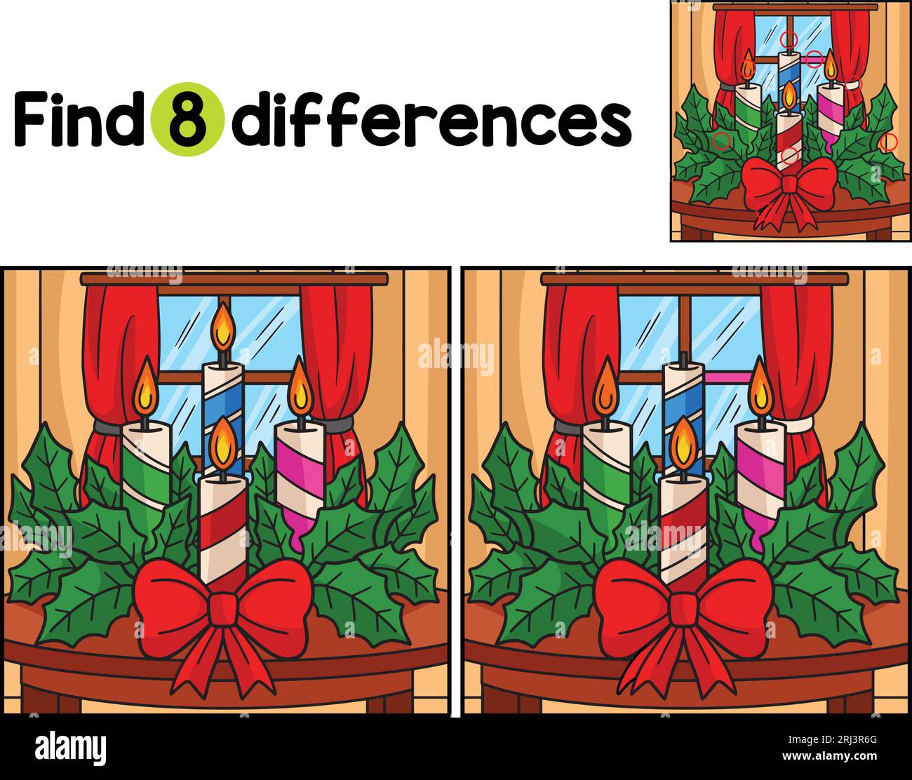 Christmas Candle Find The Differences Stock Vector Image & Art - Alamy