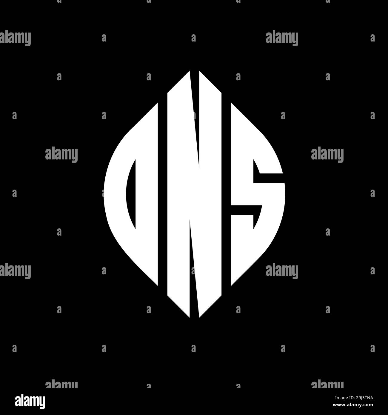 ONS circle letter logo design with circle and ellipse shape. ONS ellipse letters with typographic style. The three initials form a circle logo. ONS Ci Stock Vector