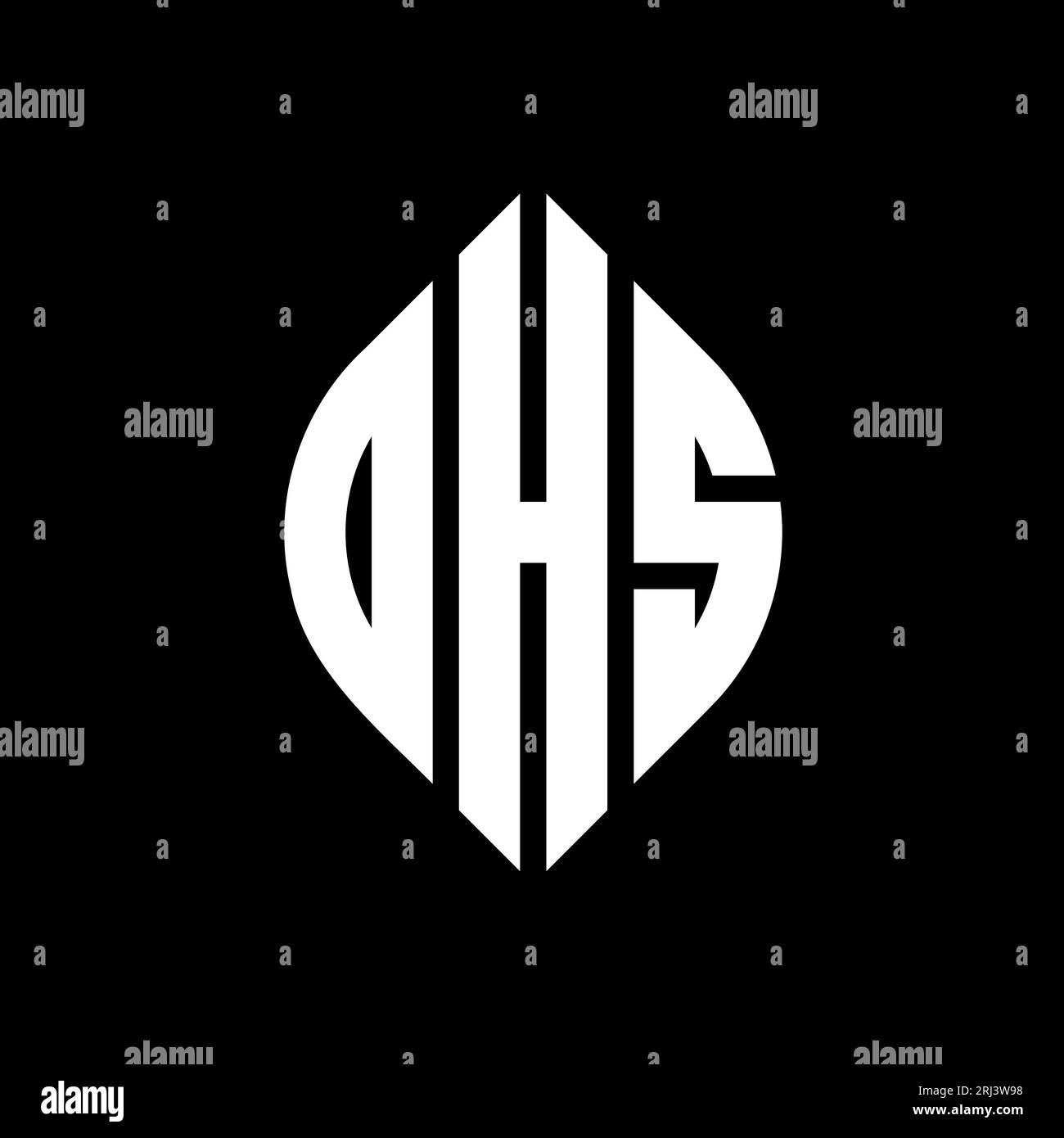 OHS circle letter logo design with circle and ellipse shape. OHS