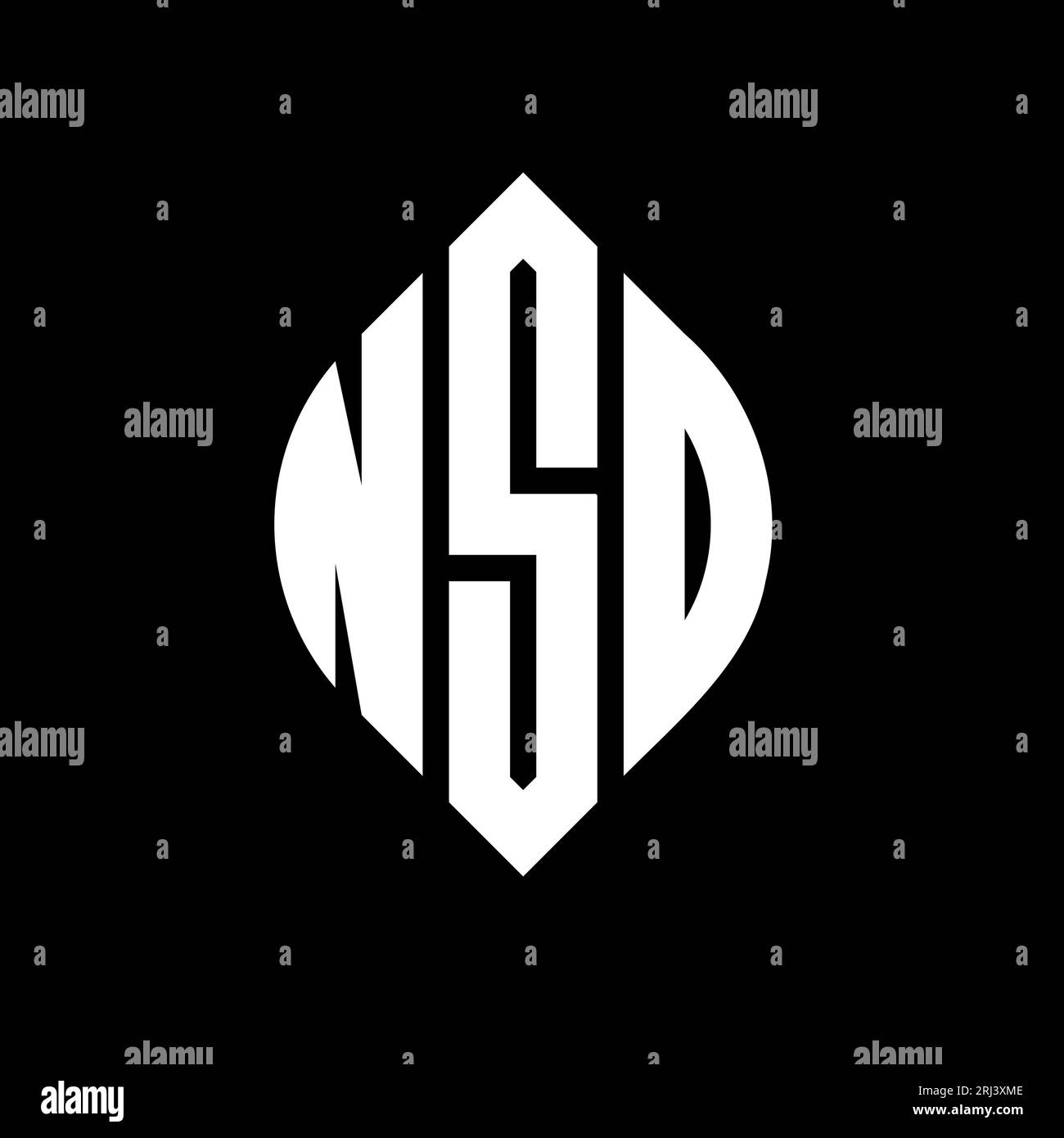 NSD circle letter logo design with circle and ellipse shape. NSD