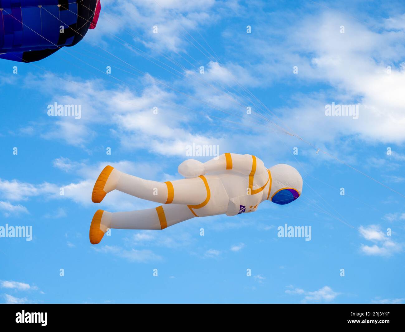 Kite Festival. Kites in the sky. A spectacle in the sky. Wind is like a force. air objects. Various forms. A beautiful sight. Air. astronaut, Stock Photo