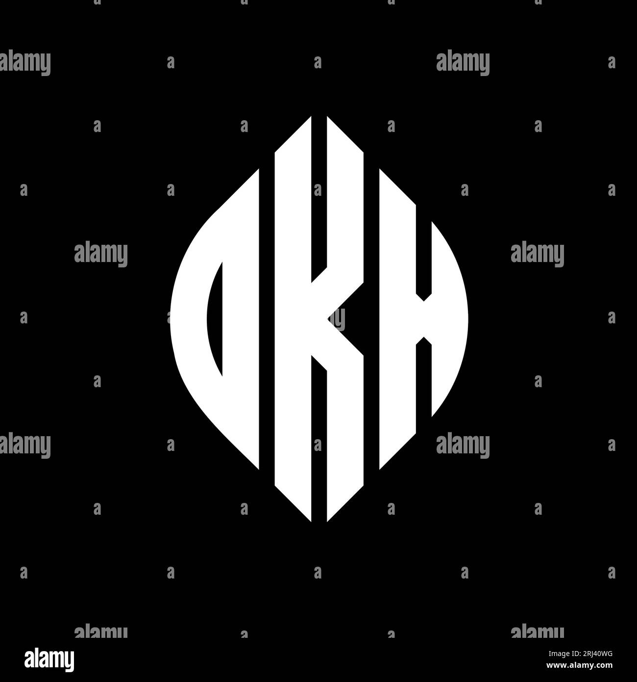 OKX circle letter logo design with circle and ellipse shape. OKX ellipse letters with typographic style. The three initials form a circle logo. OKX Ci Stock Vector