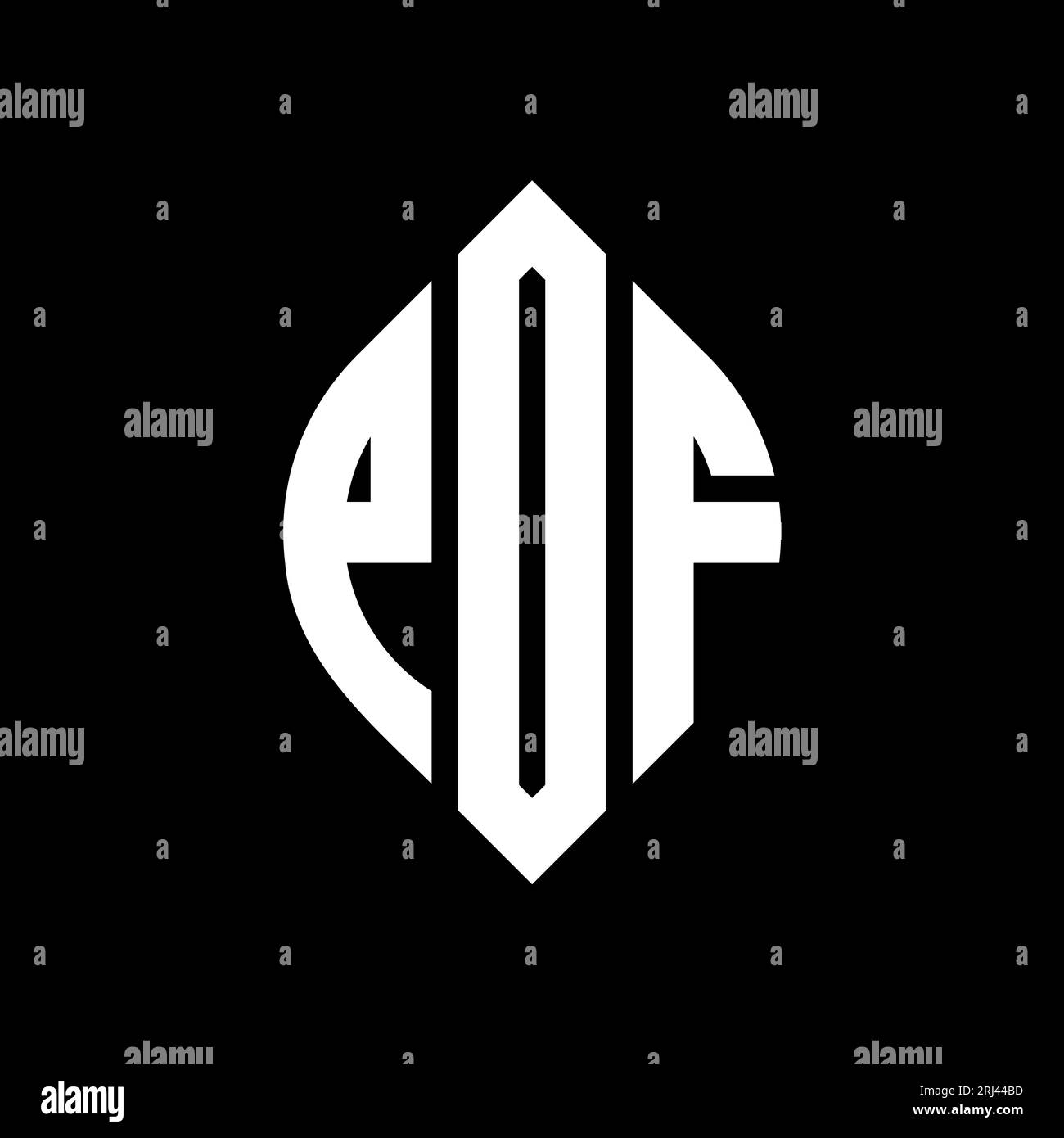 POF circle letter logo design with circle and ellipse shape. POF