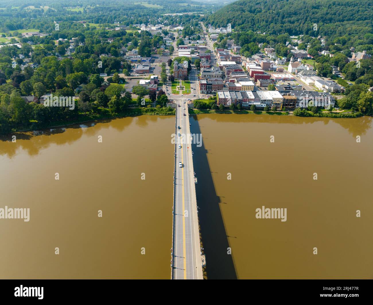 August 2023 aerial photo of Village of Owego, Tioga County, NY Stock Photo Alamy
