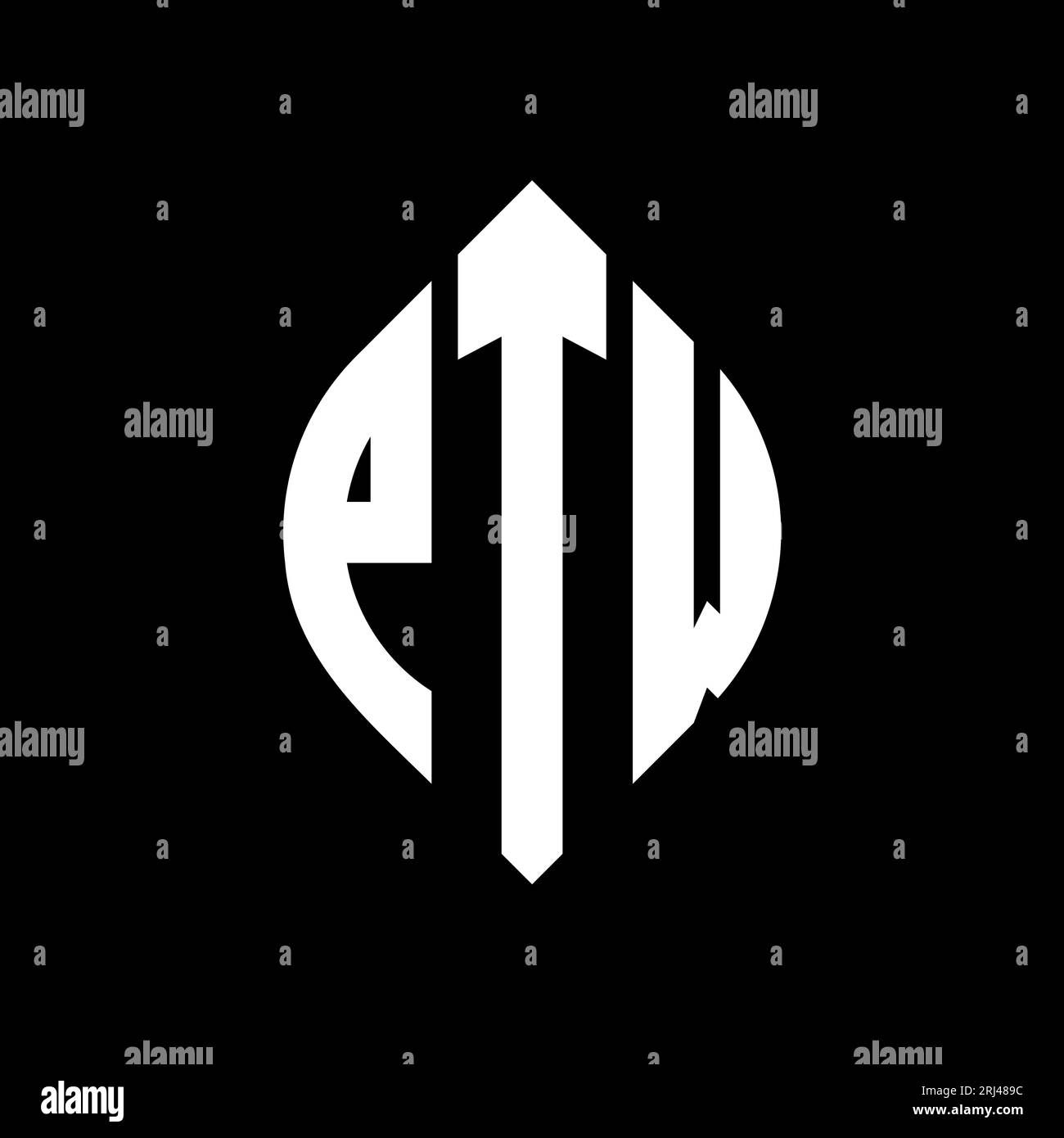 PTW circle letter logo design with circle and ellipse shape. PTW