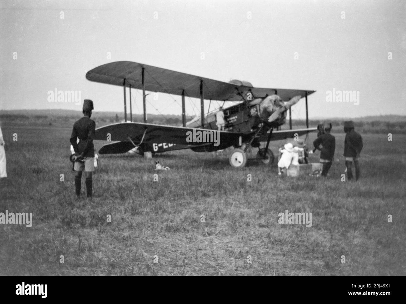 An Imperial Airways De Havilland DH50J aircraft, G-EBFO, in North Africa in January 1926. Stock Photo