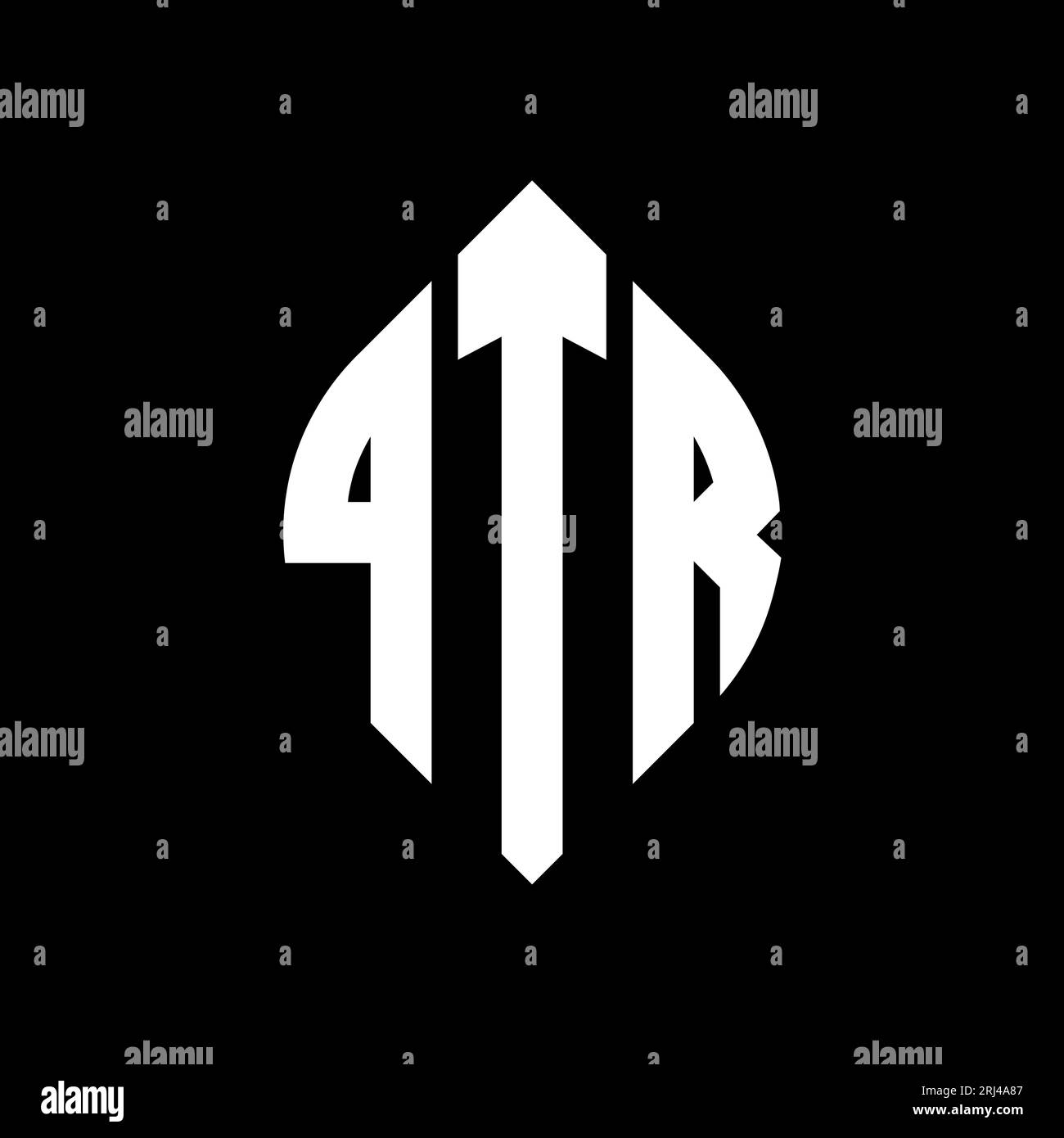 QTR circle letter logo design with circle and ellipse shape. QTR