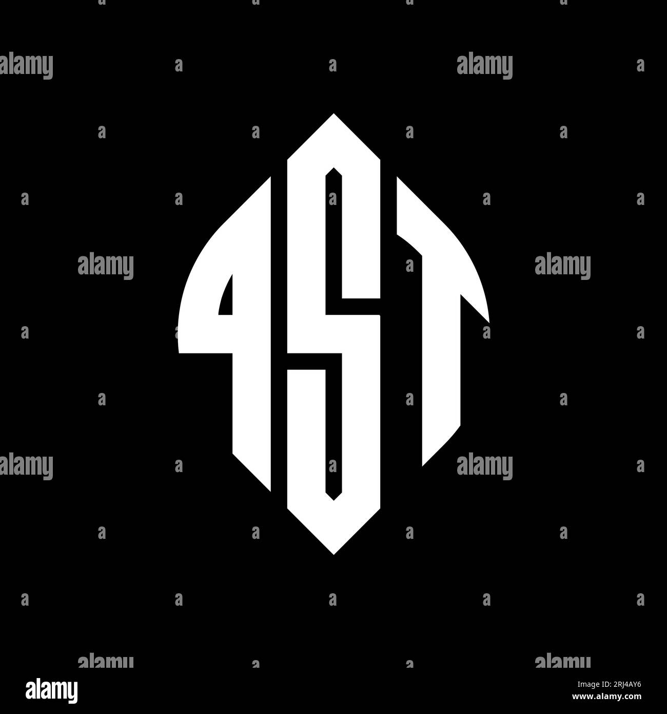 QST circle letter logo design with circle and ellipse shape. QST