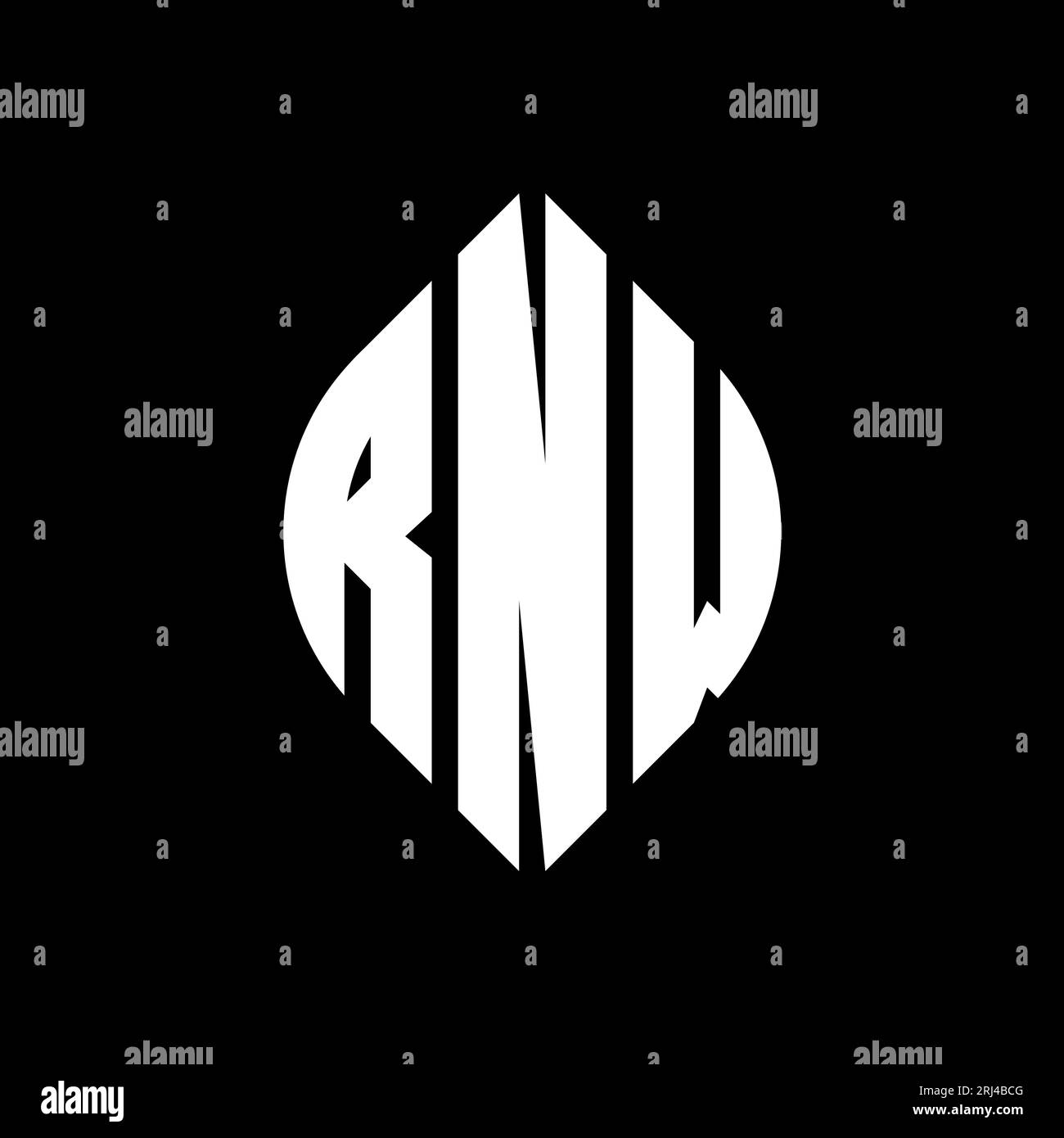 RNW circle letter logo design with circle and ellipse shape. RNW ...